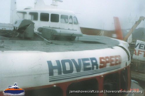 SRN4 Sir Christopher (GH-2008) being broken up at Dover -  (credit: The <a href='http://www.hovercraft-museum.org/' target='_blank'>Hovercraft Museum Trust</a>).